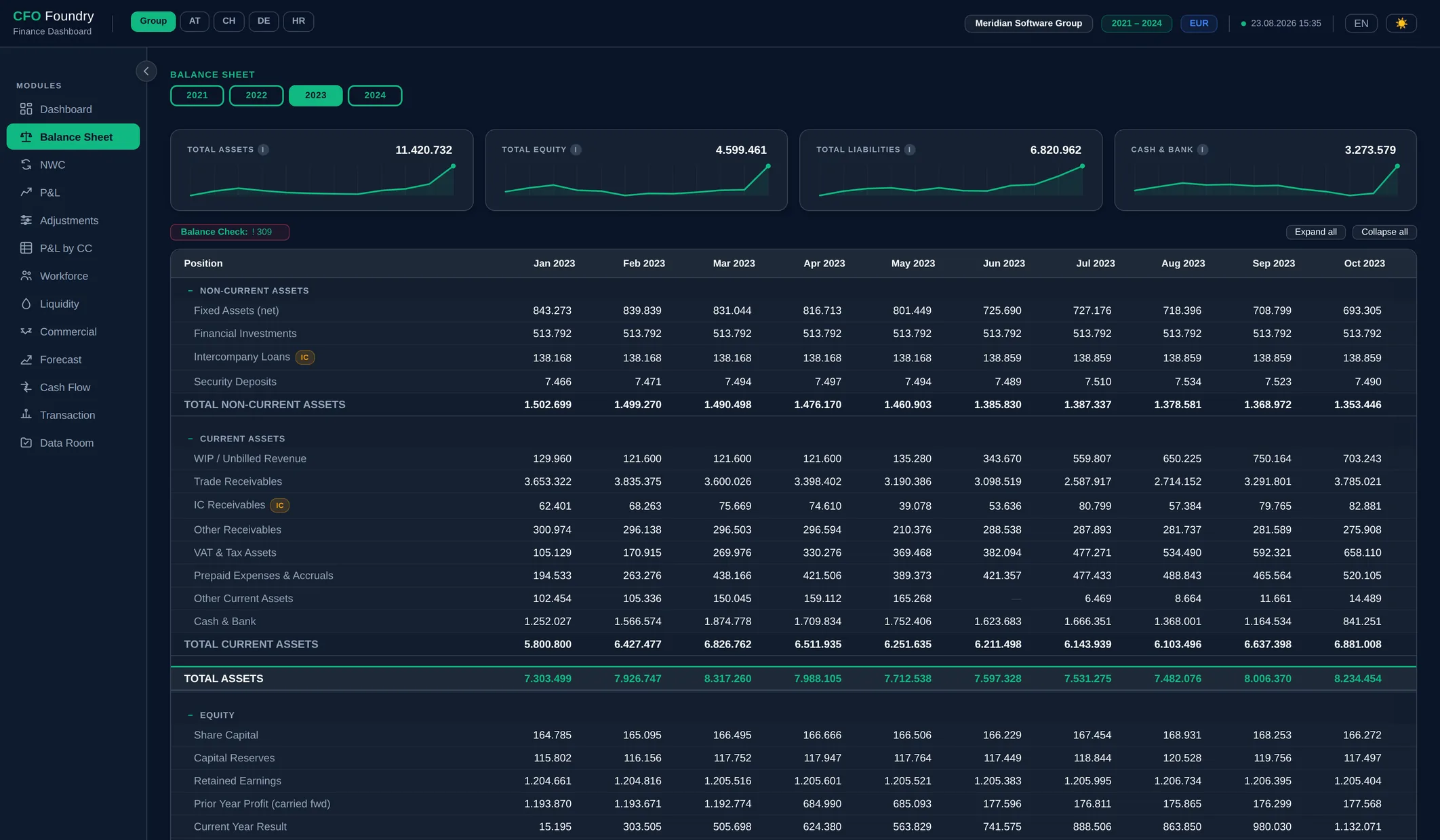 Balance Sheet view