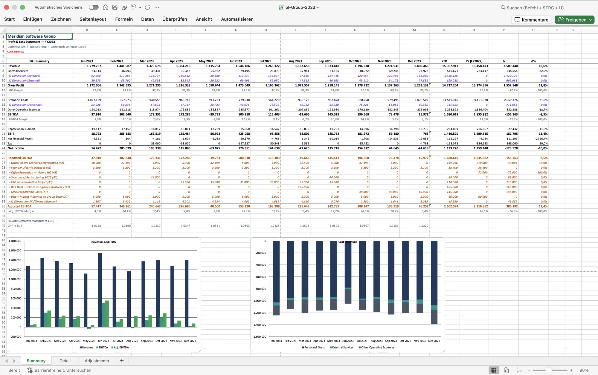 Excel exports — Summary and Detail tabs